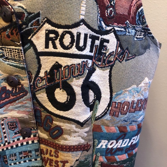 Vintage Venezia Jeans Route 66 Tapestry Style Vest Size 18/20 - Picture 4 of 10
